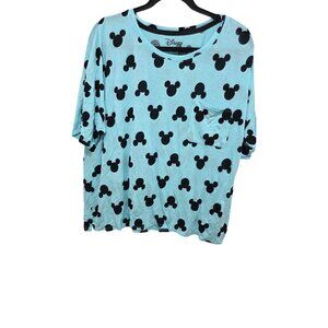 Disney Mickey Mouse Print Light Blue Pajama Top Women's Size L/G